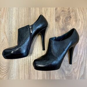 Le Silla EU 40 Black Crinkled Leather Platform Stiletto Ankle Booties